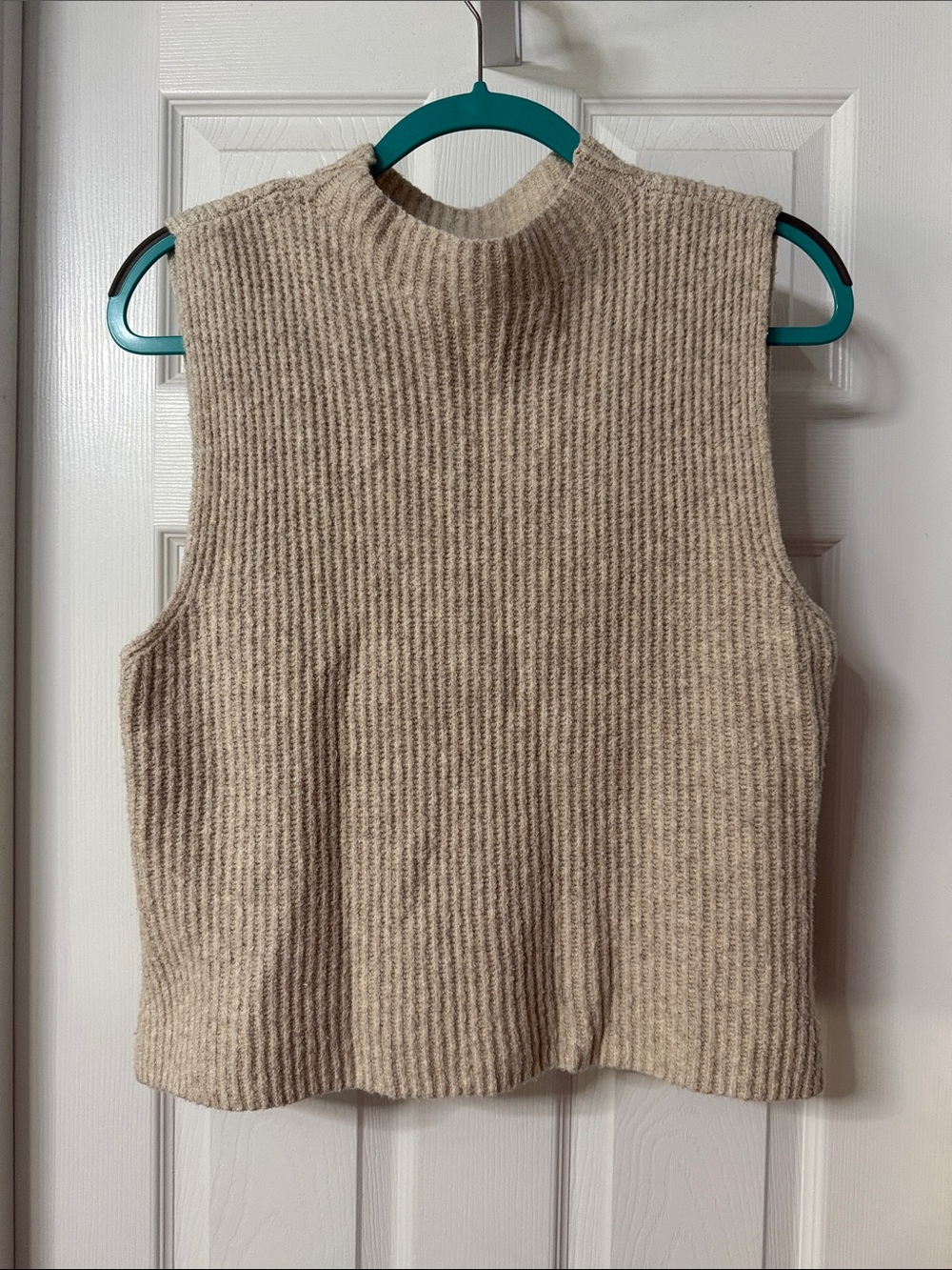 Dynamite Ribbed Mock Neck Tank - Beige
